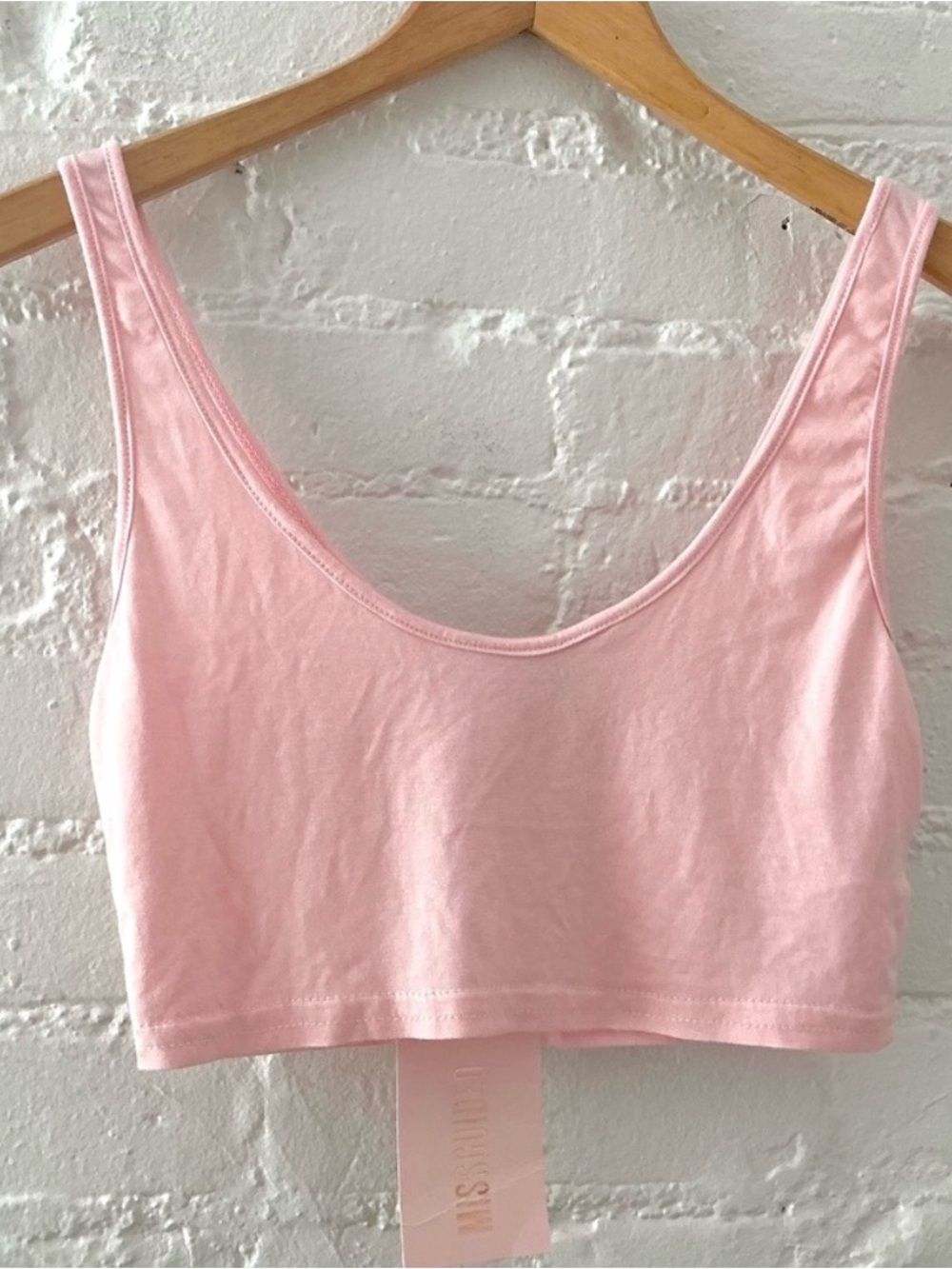 Missguided Pastel Pink Cropped Tank Top Size 2